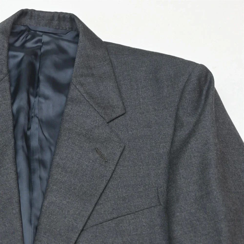 Vtg USA Made Hickey Freeman 43R 32x32 Gray 100% Wool Flannel Boardroom Mens Suit